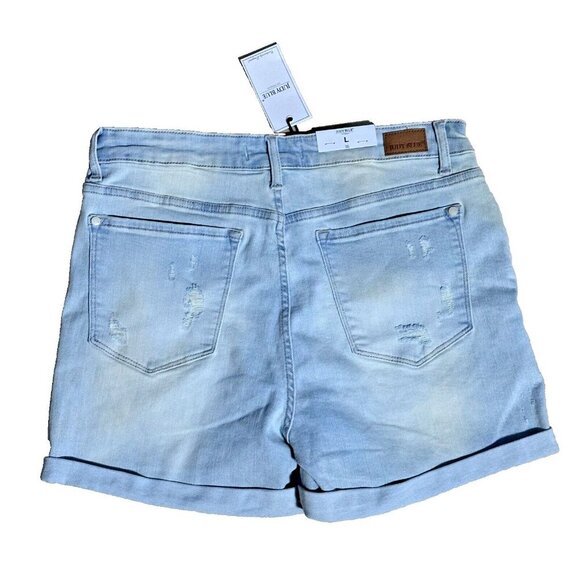 Judy Blue High-Rise Cuffed Printed Aztec Lining Cotton Summer Travel Sz L - Picture 12 of 12